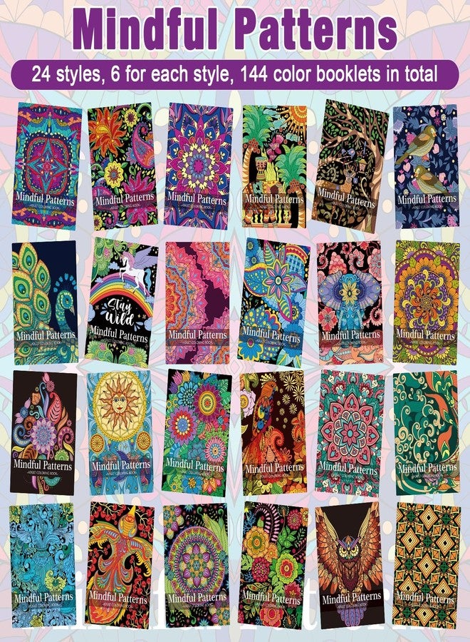 Liliful كتاب تلوين ليليفول 144 قطعة، كتاب تلوين فني يمكنك صنعه بنفسك لتخفيف التوتر، يحتوي على أنماط تأملية للبالغين، هدايا للحفلات، حشو أكياس الهدايا، وهدايا الأعياد - Image 3